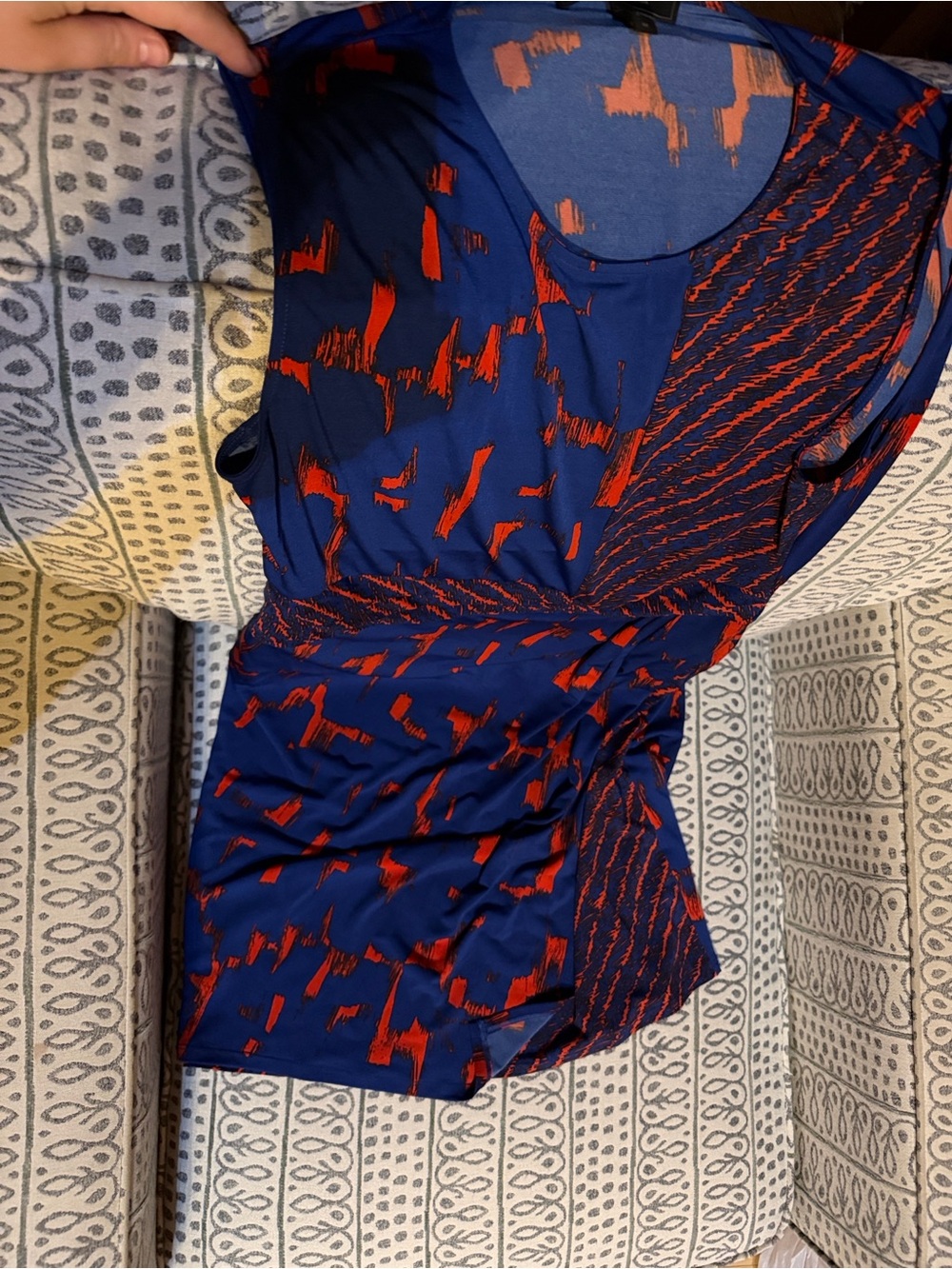 BCBGMaxAzria Blue and Red Printed Dress